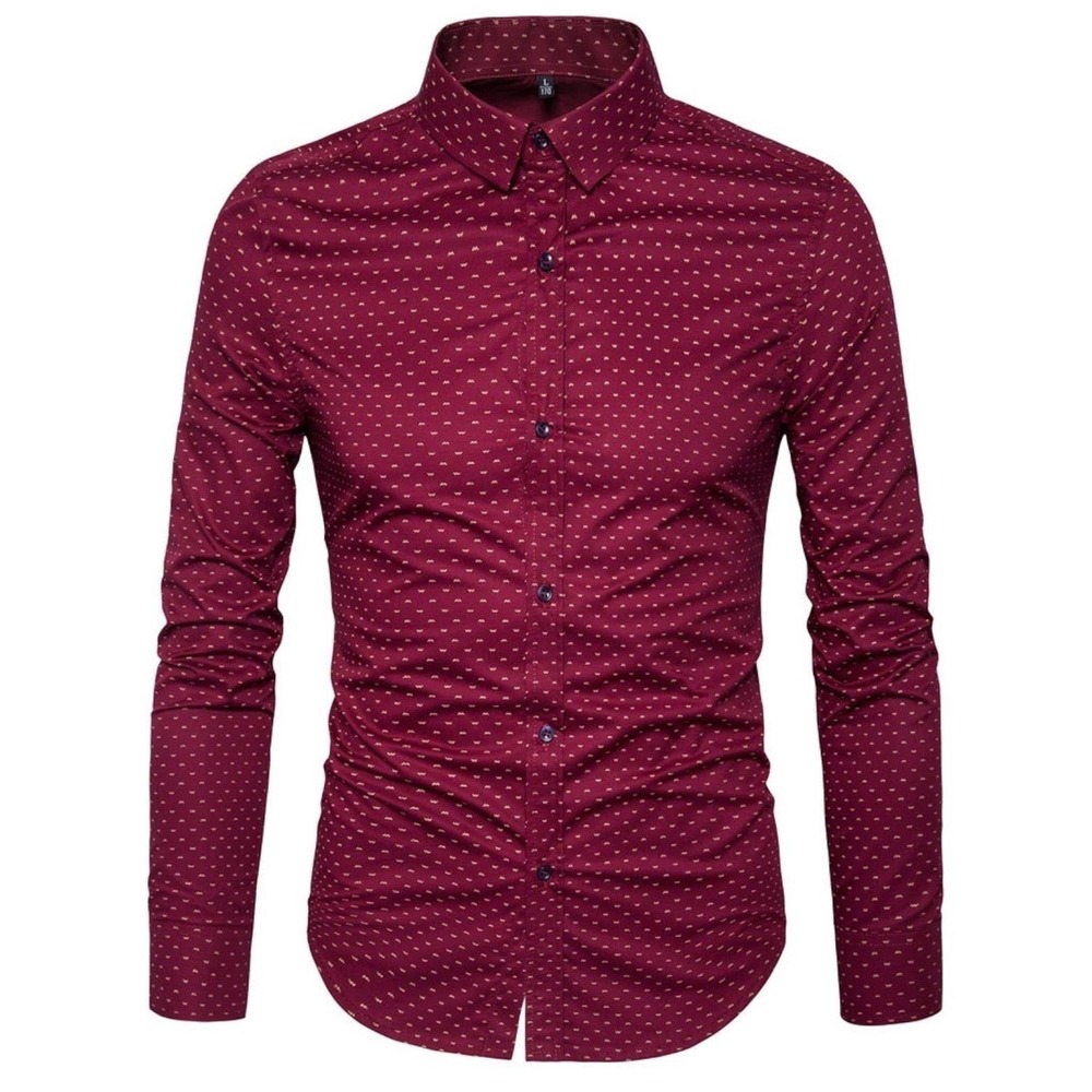✨Muse Fath Shirt Men's Burgundy Geometric Print Long Sleeve Button Up Sz Med